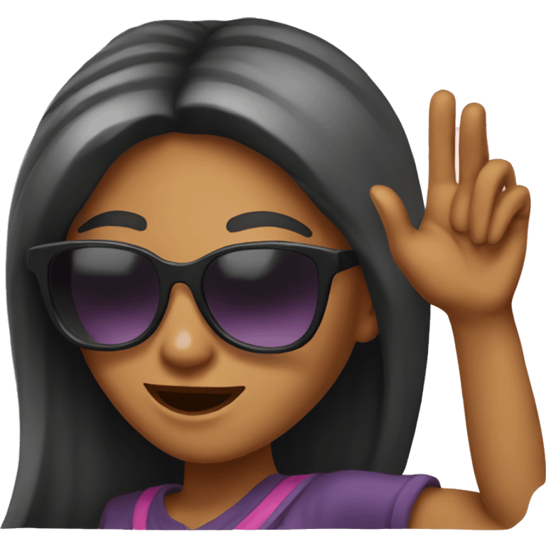 cool girl with shades waving hi emoji