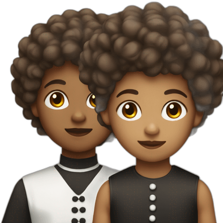 a brown-skinned boy with an afro in a maid dress emoji