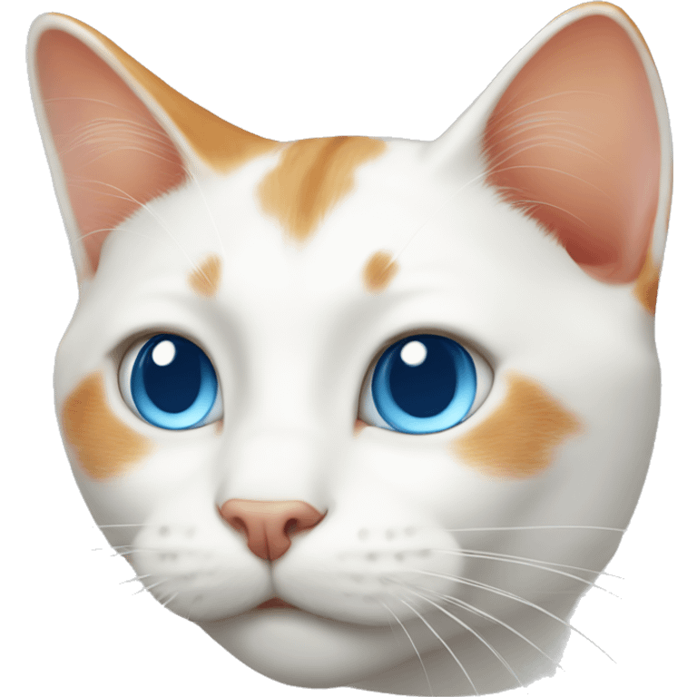 White cat head with ginger nose and ginger ears, blue eyes emoji