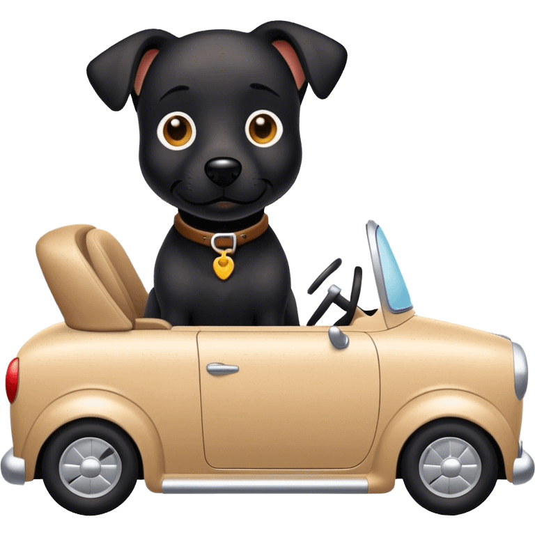 Black dog driving a car emoji