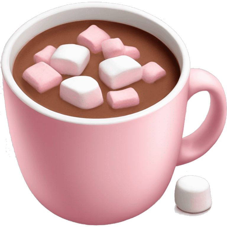 Light Pink mug of hot chocolate with marshmallows  emoji