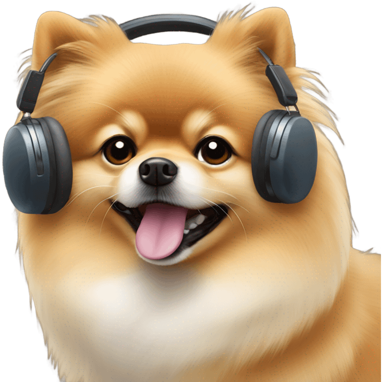 Tan Pomeranian with white beard and earmuffs  emoji