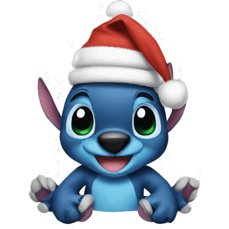 Stitch wearing Christmas hat emoji