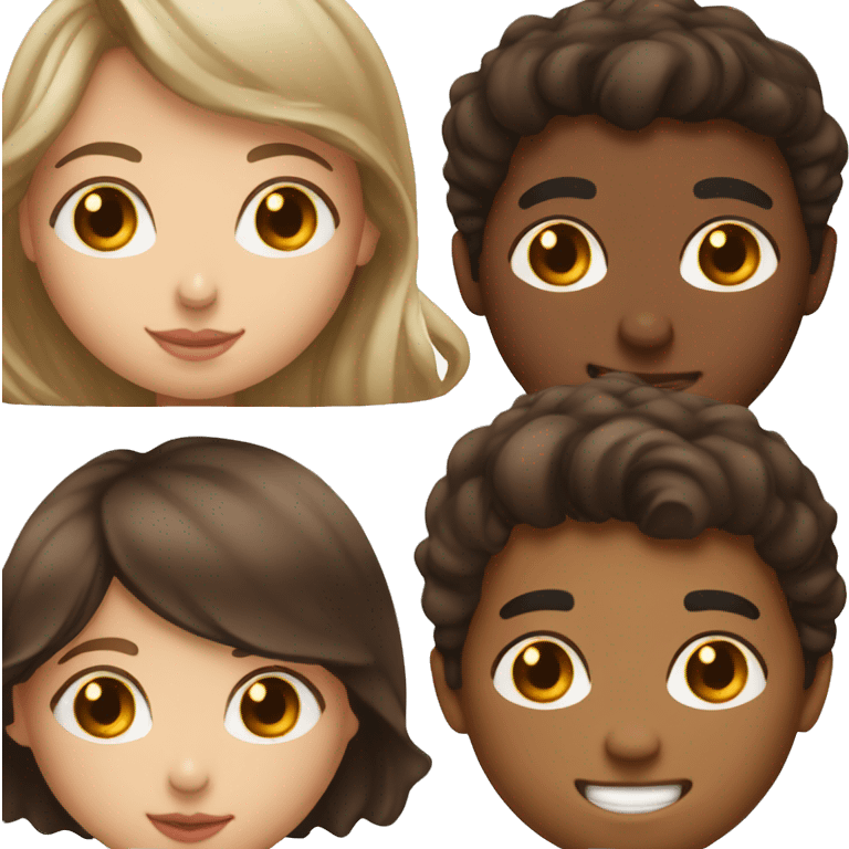 brunette girl with brown eyes kissing brunette boy with brown boy  emoji