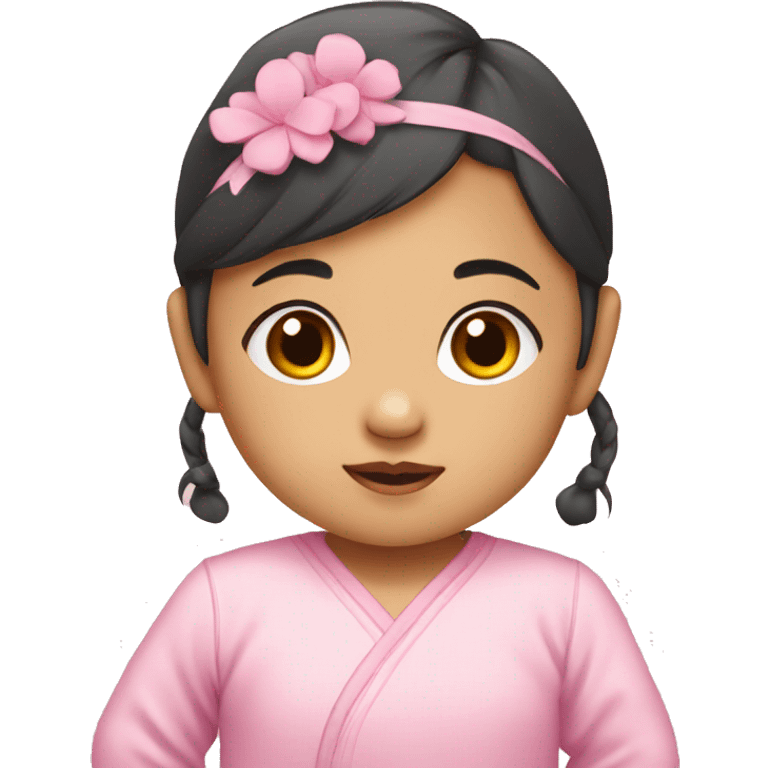 An  Asian  baby  girl  dressed  in  pink. emoji