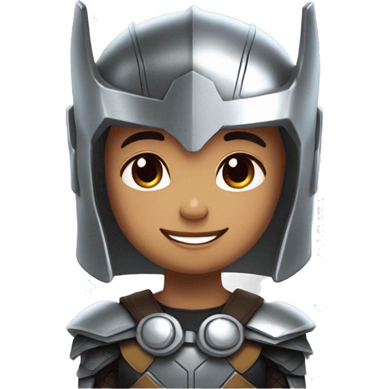 lightskin kid with thor helmet with wings and heart eyes and big smile emoji