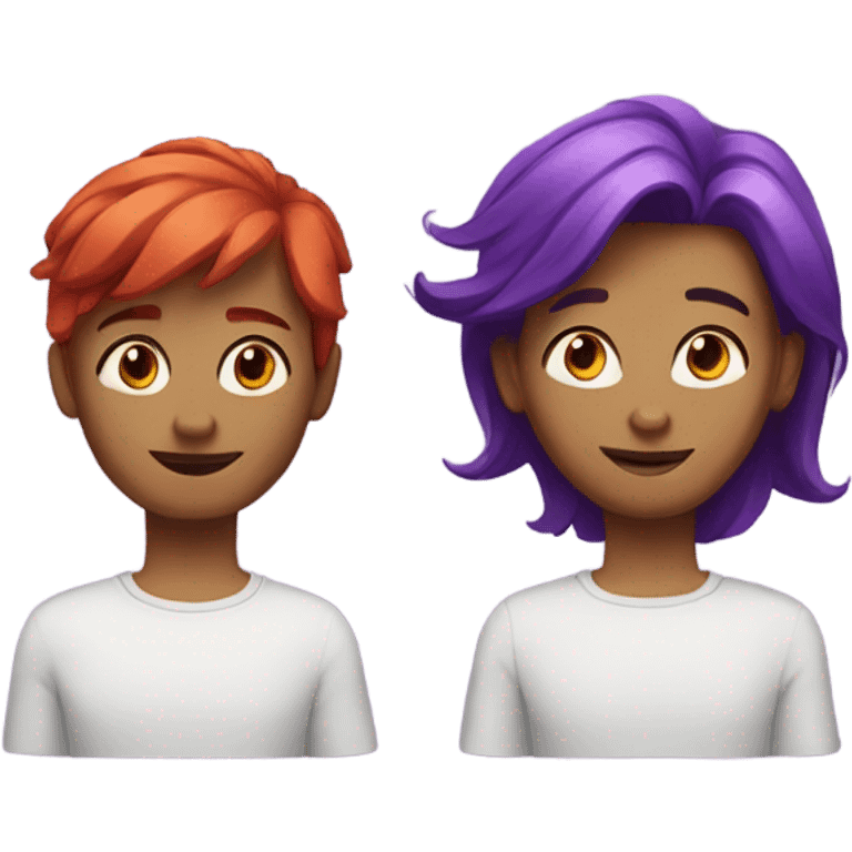 One with red hair one with purple hair emoji