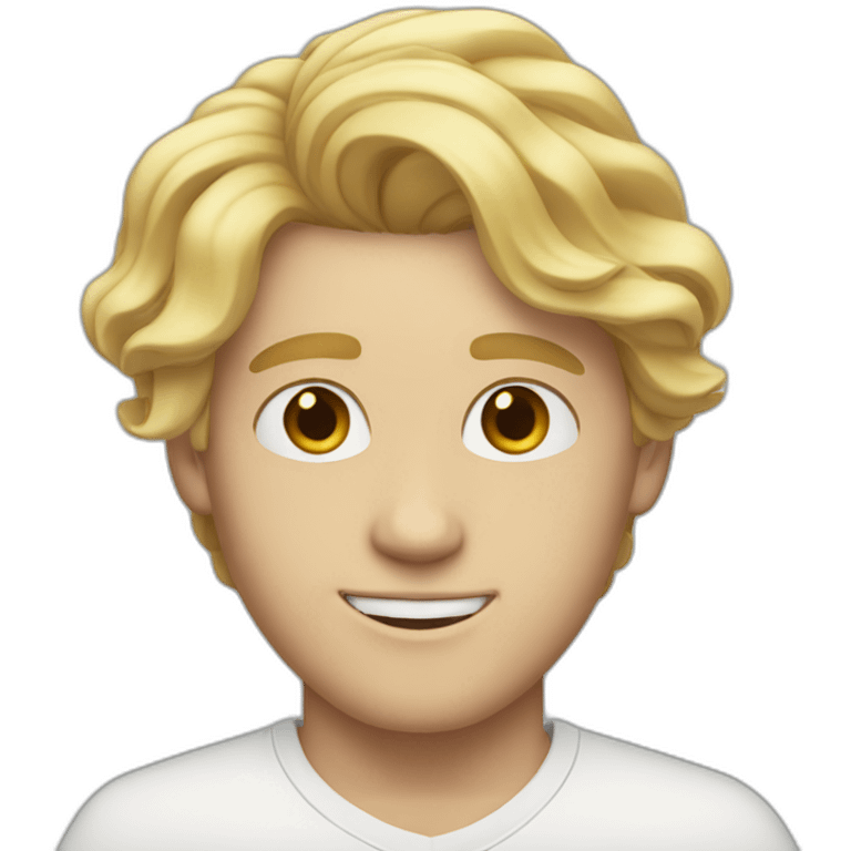 21 year old white male with blonde short middle part flowing hair emoji