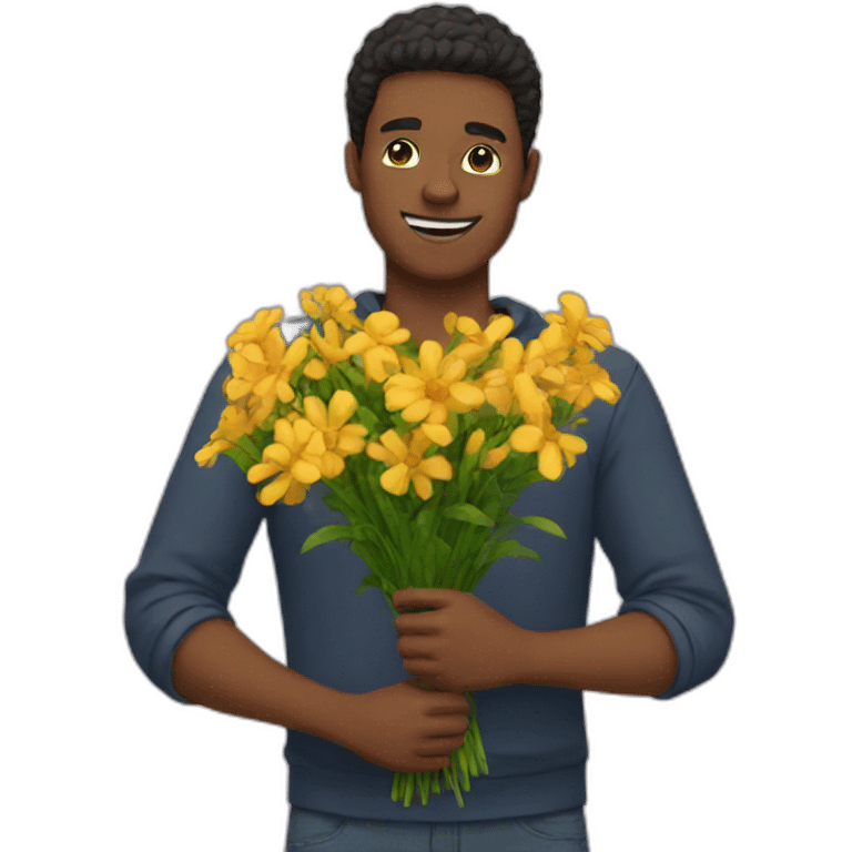 Guy with flowers emoji