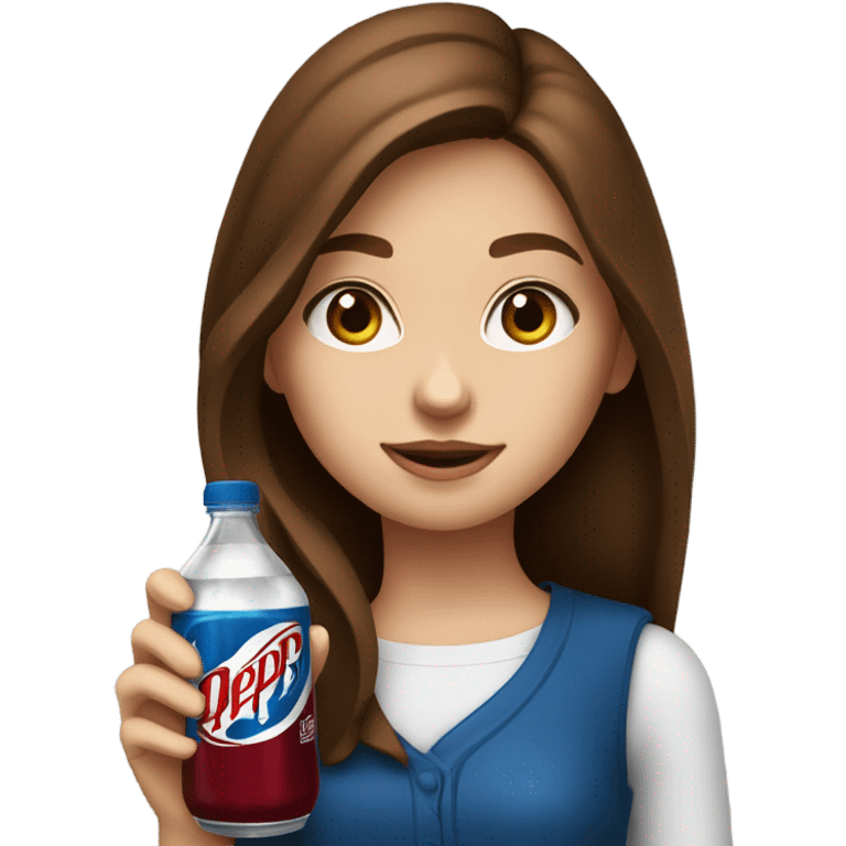 Drinking dr pepper cherry flavoured Brown hair girl blue eyes emoji