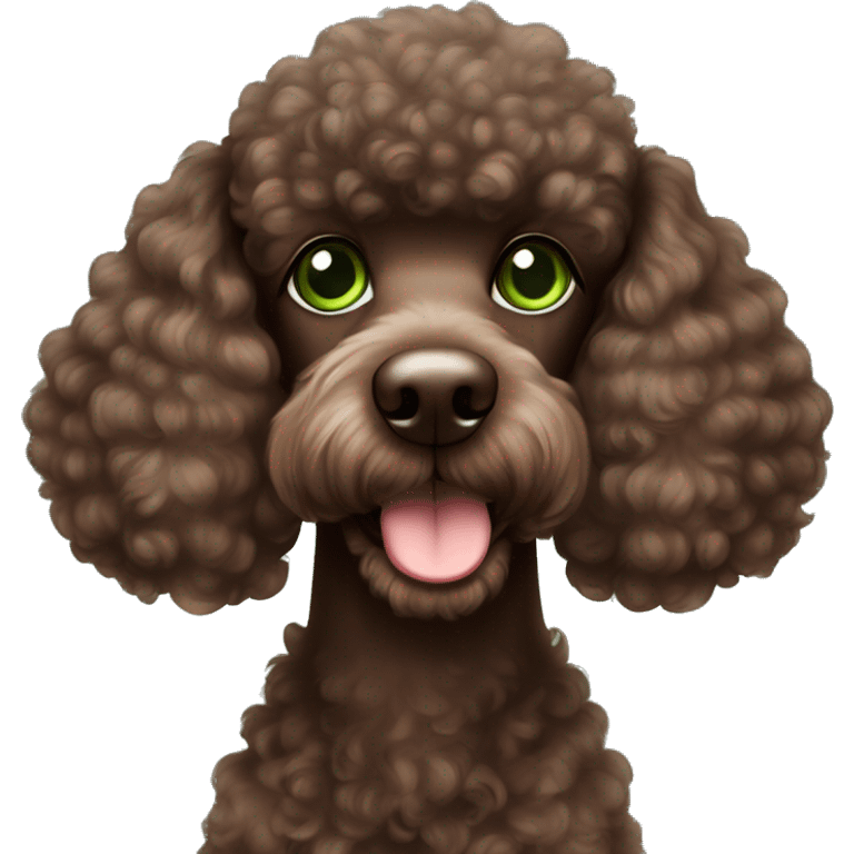 Choco Brown poodle with green eyes emoji