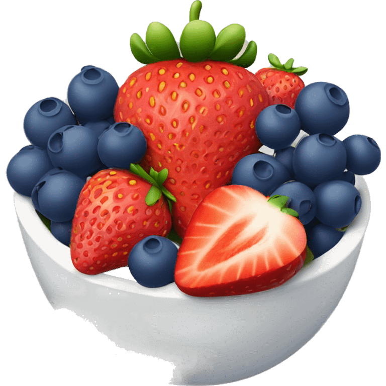 Strawberry bowl with grapes and blueberries emoji