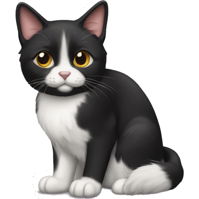 Medium hair tuxedo cat emoji