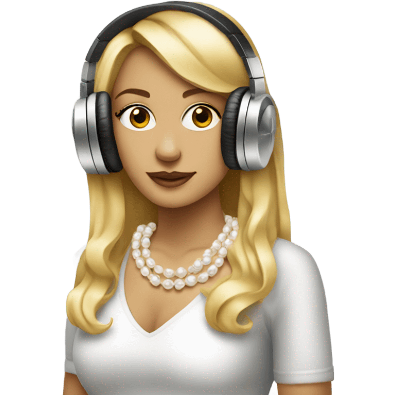 blonde beauty in pearl necklace DJing  emoji