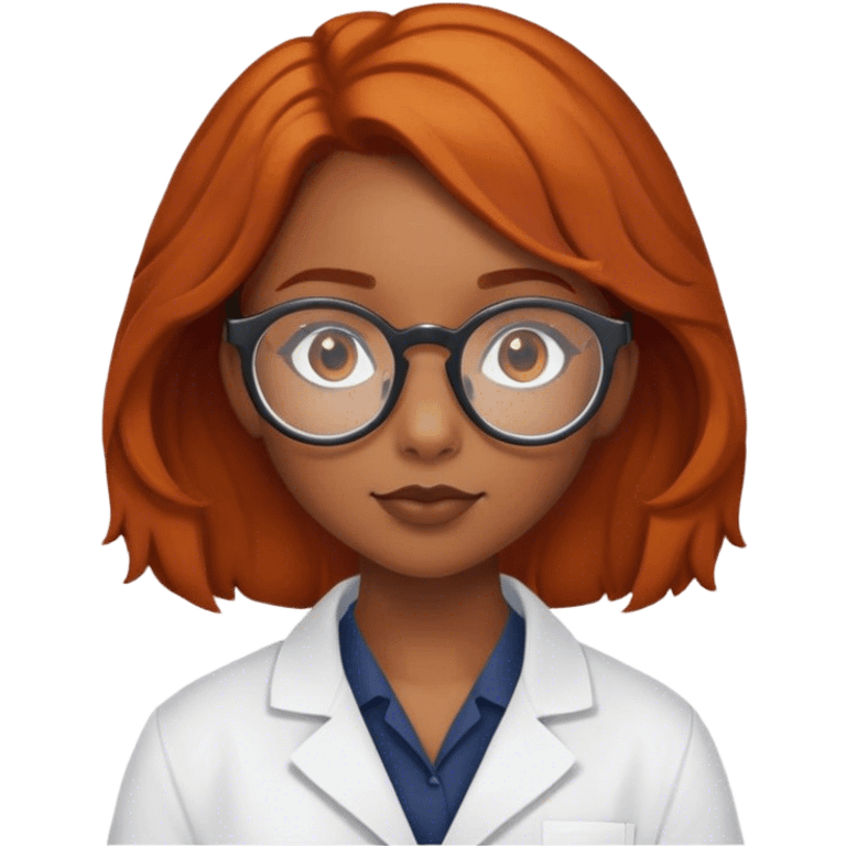 Fair-skinned, ginger, with brown eyes, black girl, with brown round tortoise shell glasses, as a scientist emoji