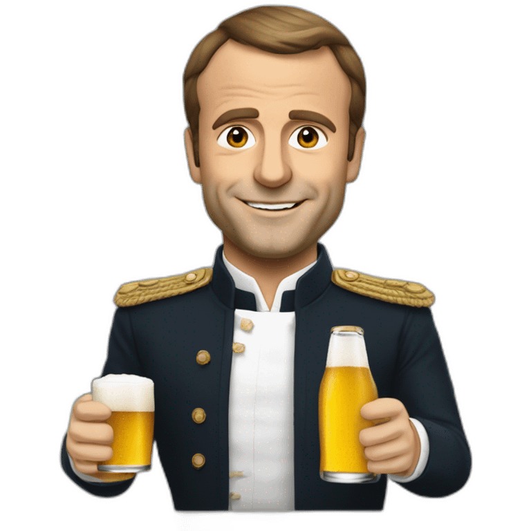 Macron boit une bière emoji