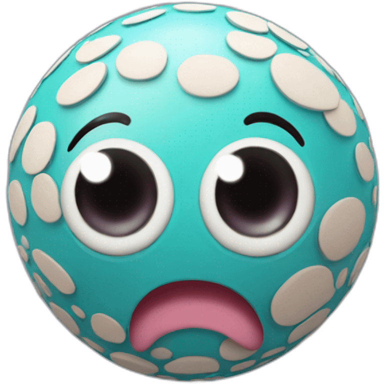 3d sphere with a cartoon whimsical skin texture with big childish eyes emoji