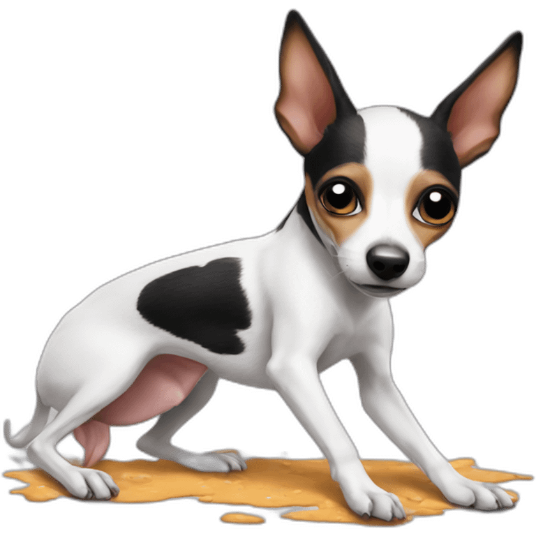 rat terrier playing dead silly on back emoji