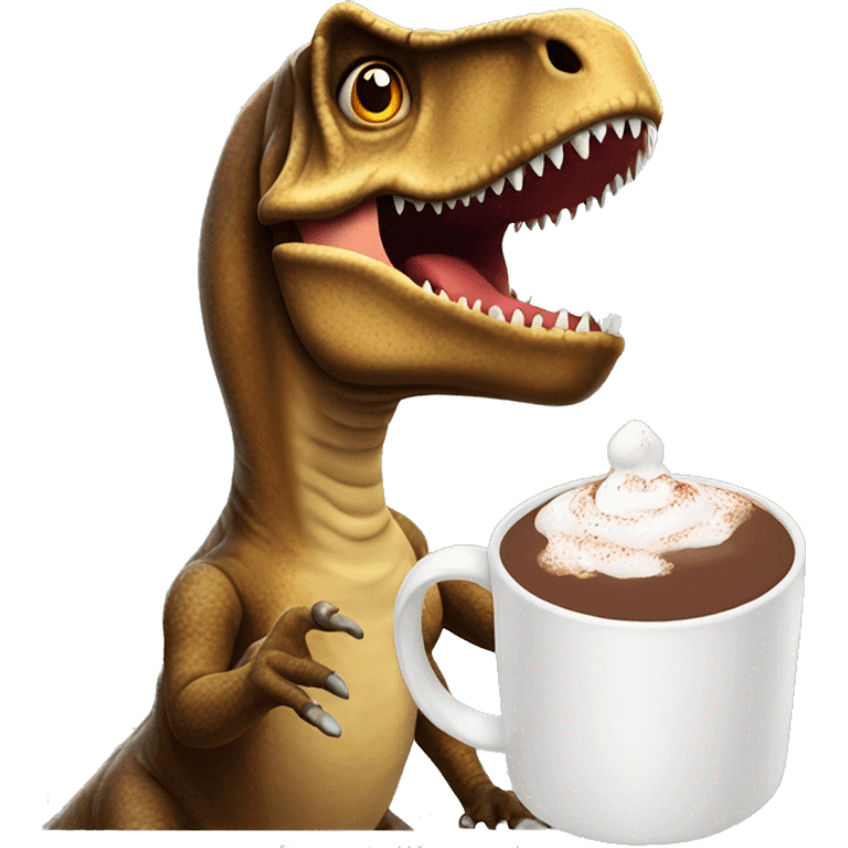 T. rex with hot chocolate  emoji