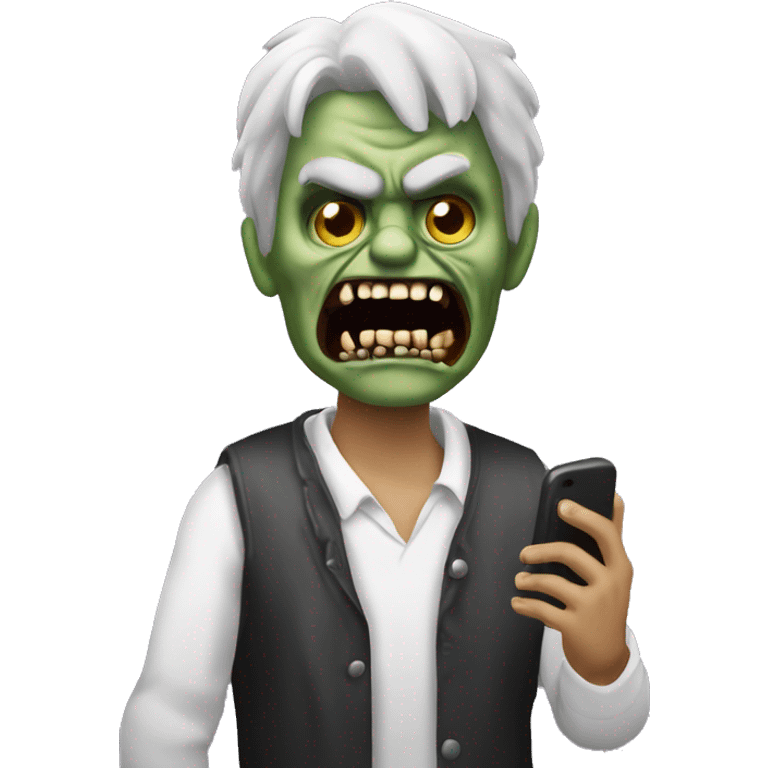 zombi che sta incollato al telefono emoji