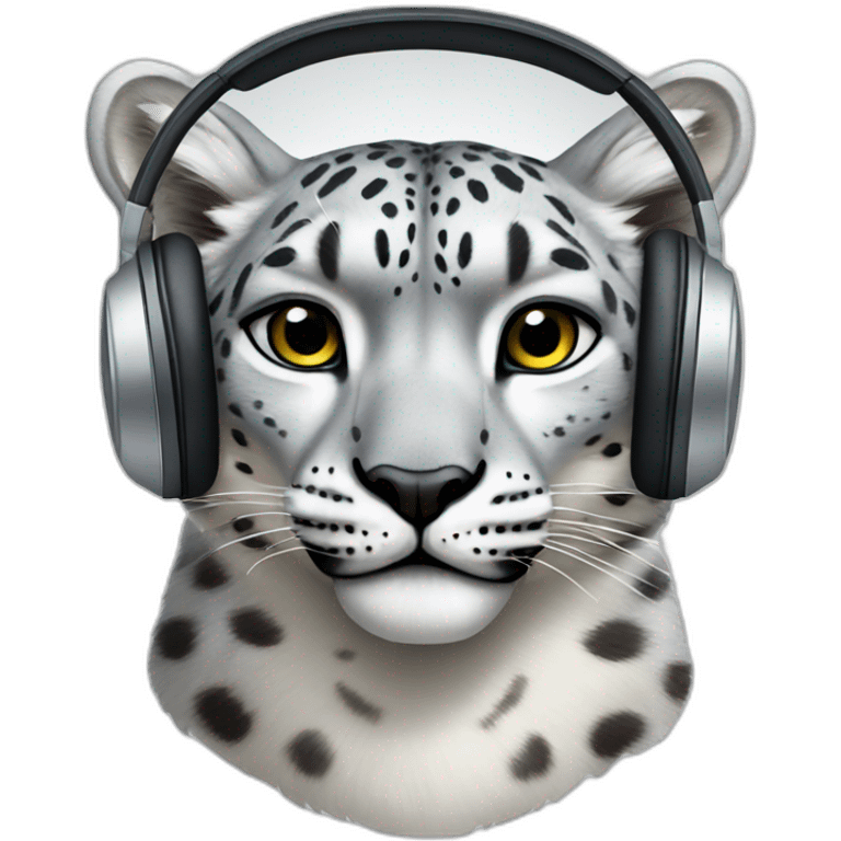 snow leopard with headphones on his head emoji