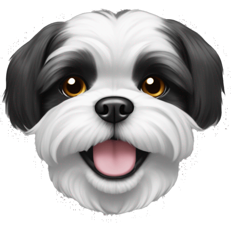 black and white shihtzu smiling emoji