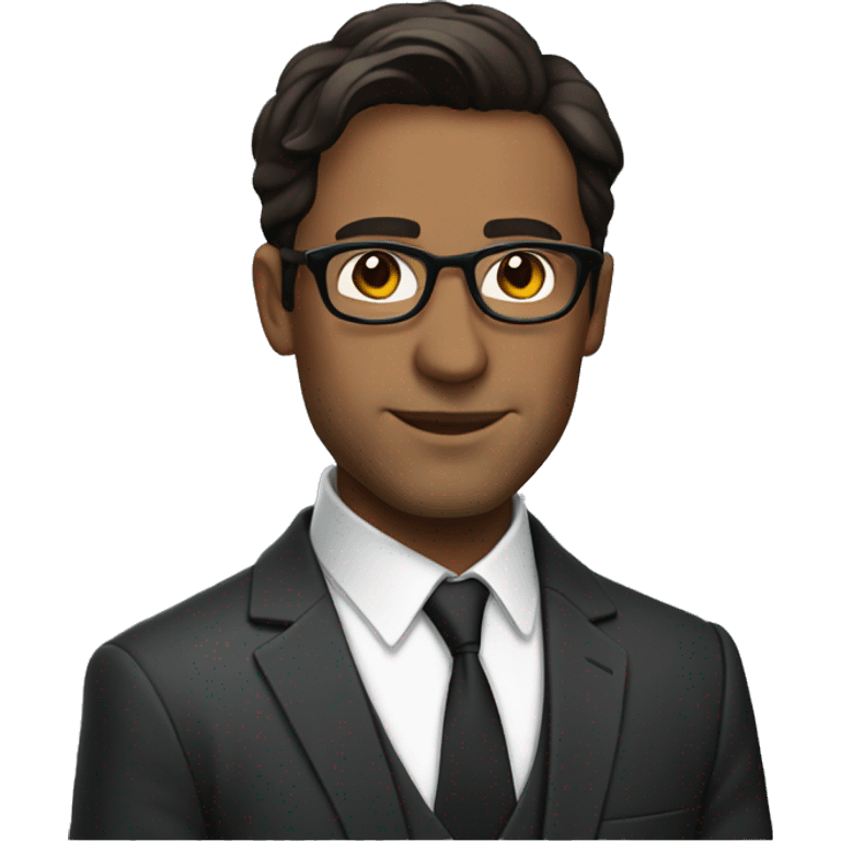 Sophisticated brunet with glasses wearing a suit emoji