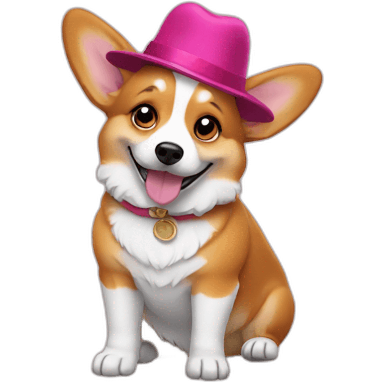 Full body Corgi in a silly hat emoji