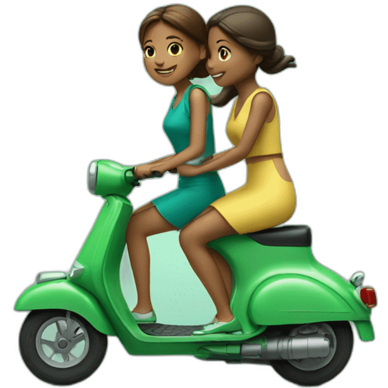 2 girls on a green scooter emoji