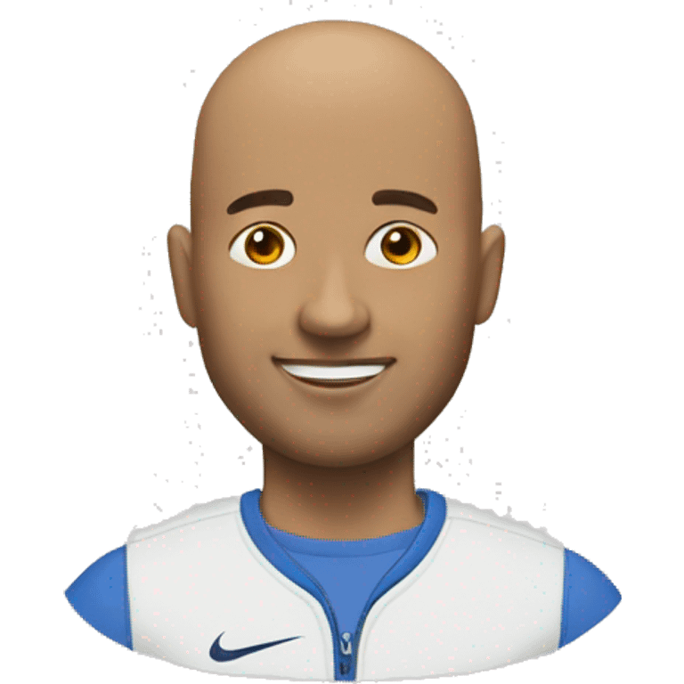 Bald guy with nike shoes in front of him emoji