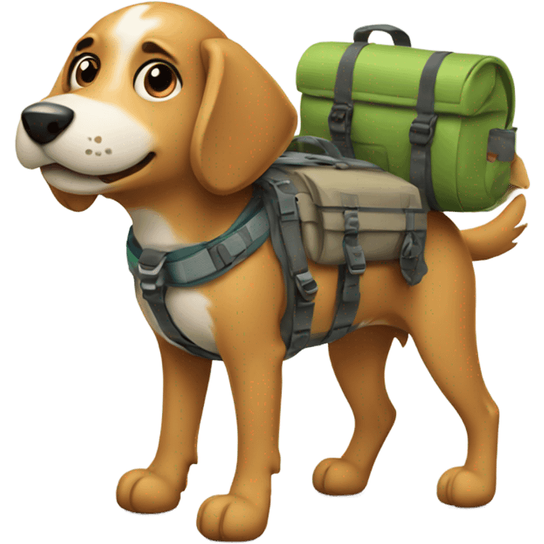 Dog with hiking pack emoji