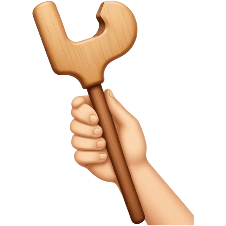 Hand holding Woodstick emoji