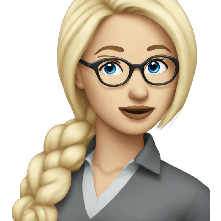 Beautiful blonde woman, blue eyes, side profile wearing glasses  emoji