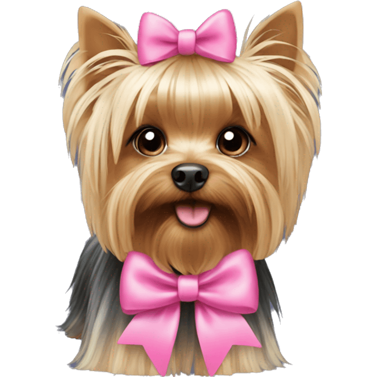 yorkshire terrier with a pink bow emoji