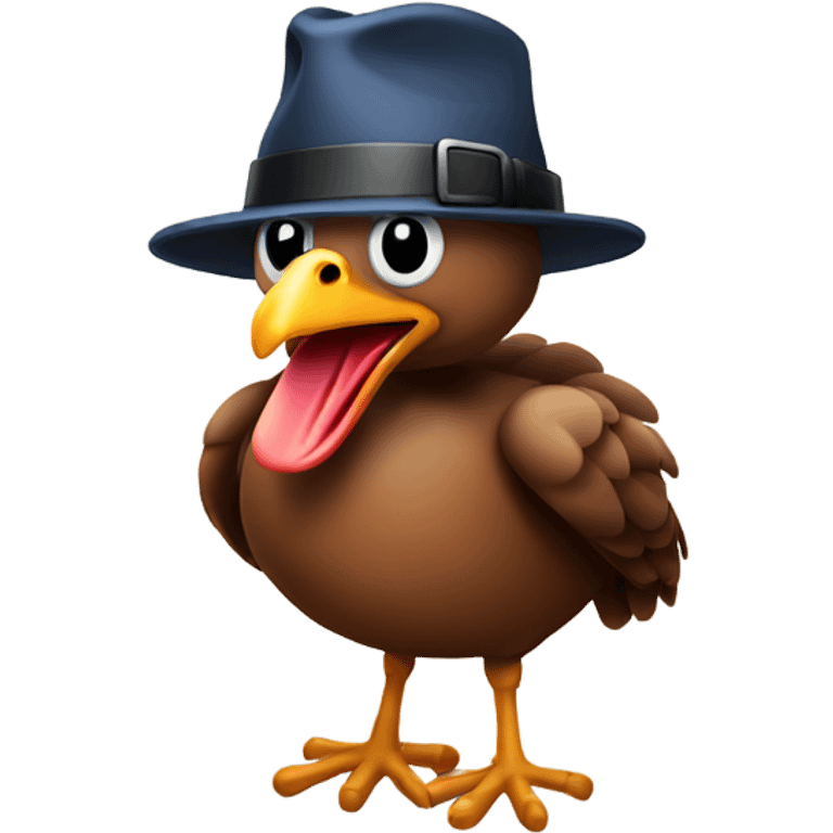 Turkey with fedora hat emoji