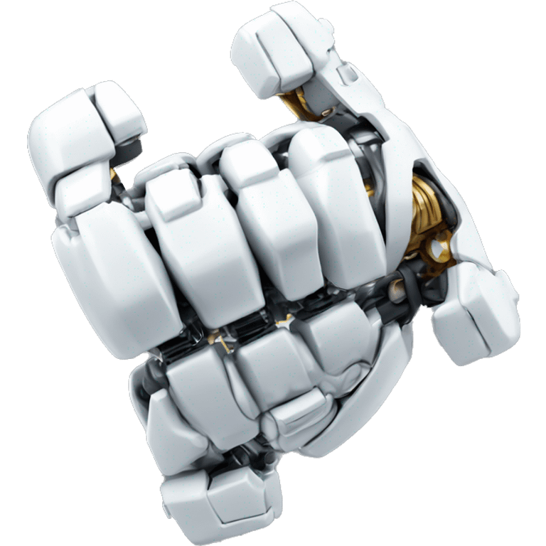 Flexing white mechanical cyborg bicep emoji