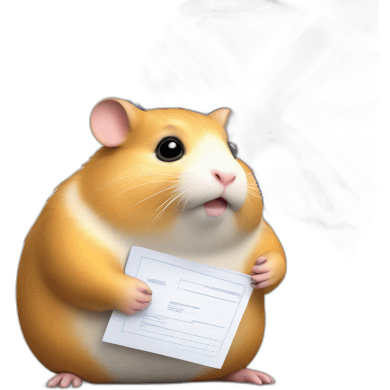 Fat hamster is waiting with documents and uk flag in hand emoji