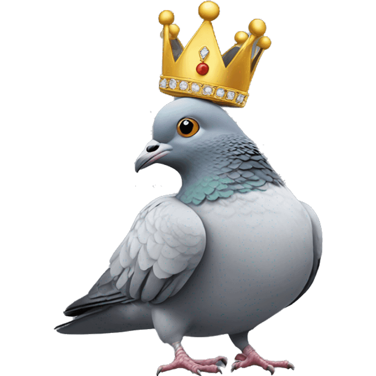 A pigeon in a crown emoji