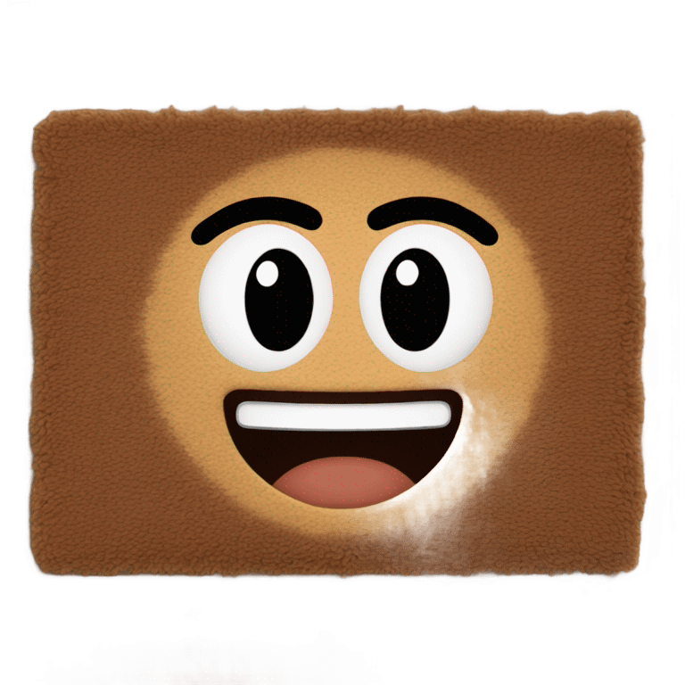 rectangle brown fuzzy mat that has Incredible written on it emoji