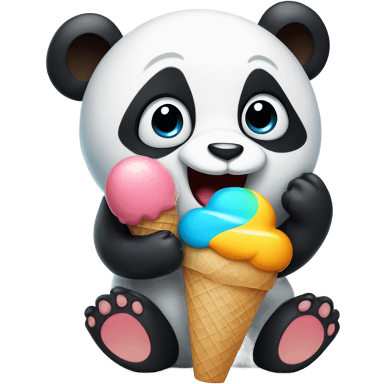 Panda eating ice cream emoji