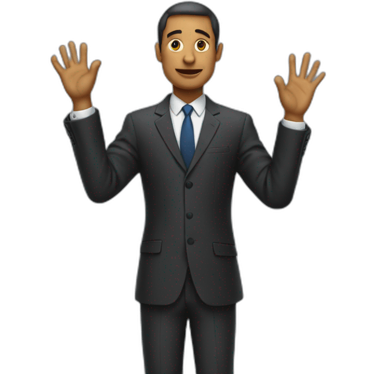 man in suit holding out his arms emoji