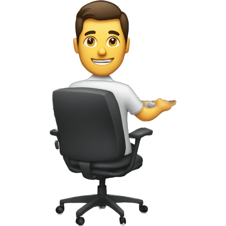 man working in an office in from on computer monitor emoji