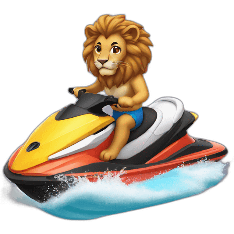 Lion sur un jet ski emoji