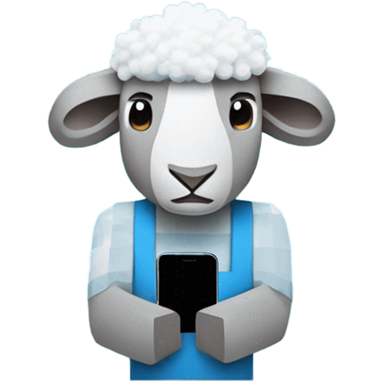 ligth blue minecraft sheep with iphone 16 pro max emoji