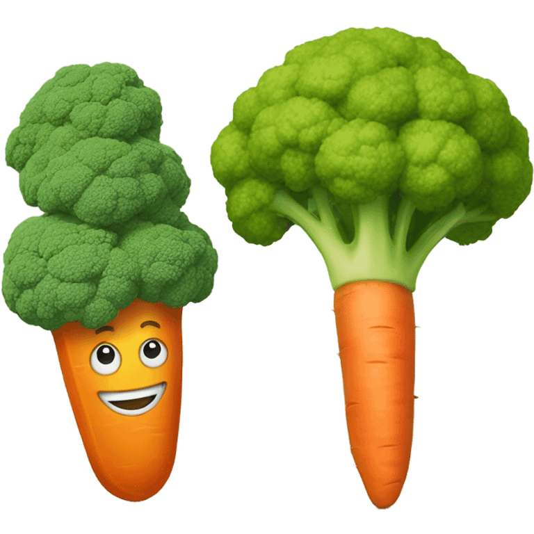 A broccoli who laugh with a carrot  emoji