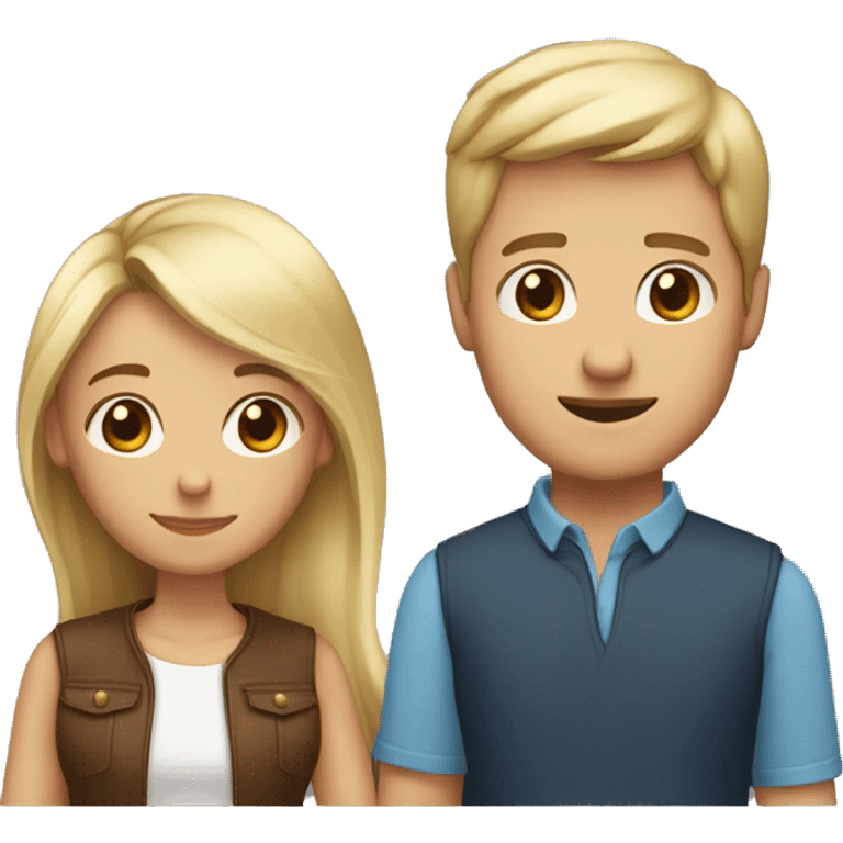 couple wih heart, blond girl with long hair and a man wih short brown hair emoji