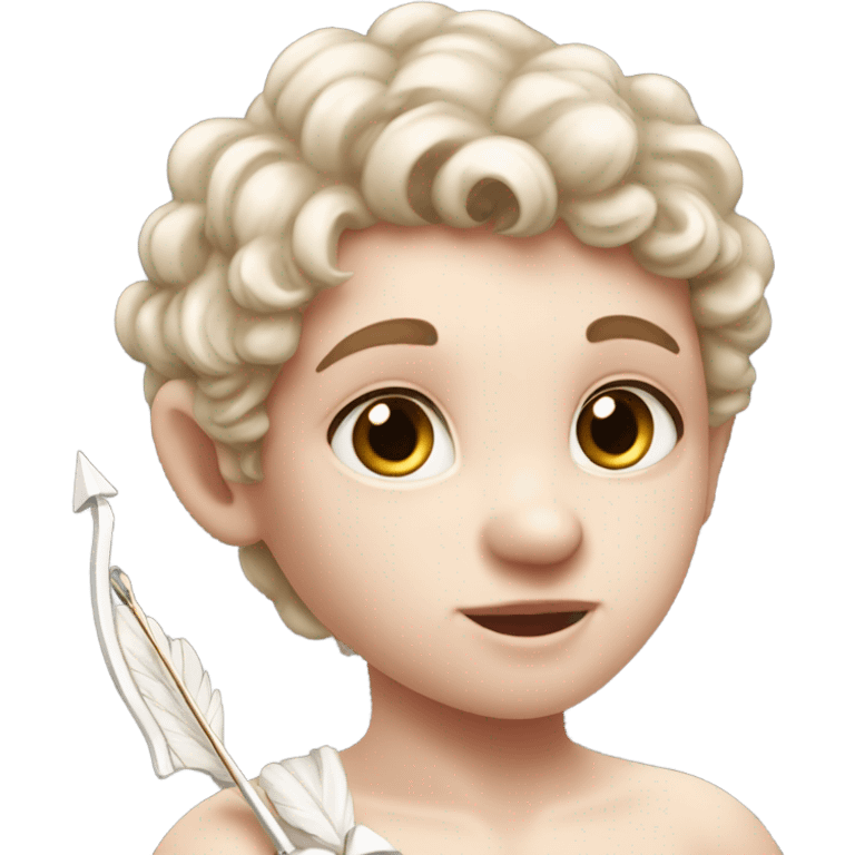 Realistic pale Cupid holding his heart arrow and bow emoji