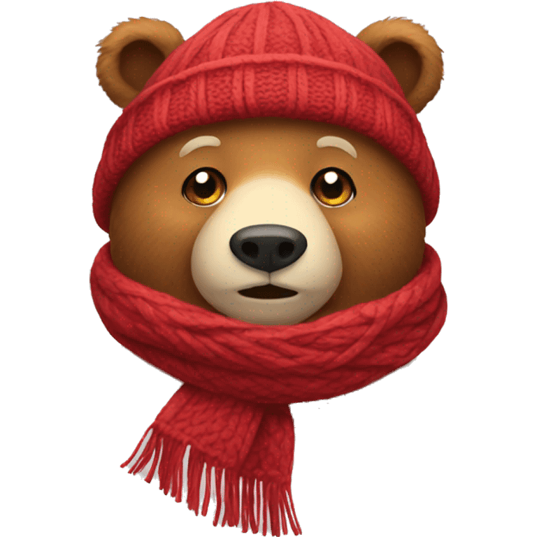 Bear with winter hat and scarf on emoji