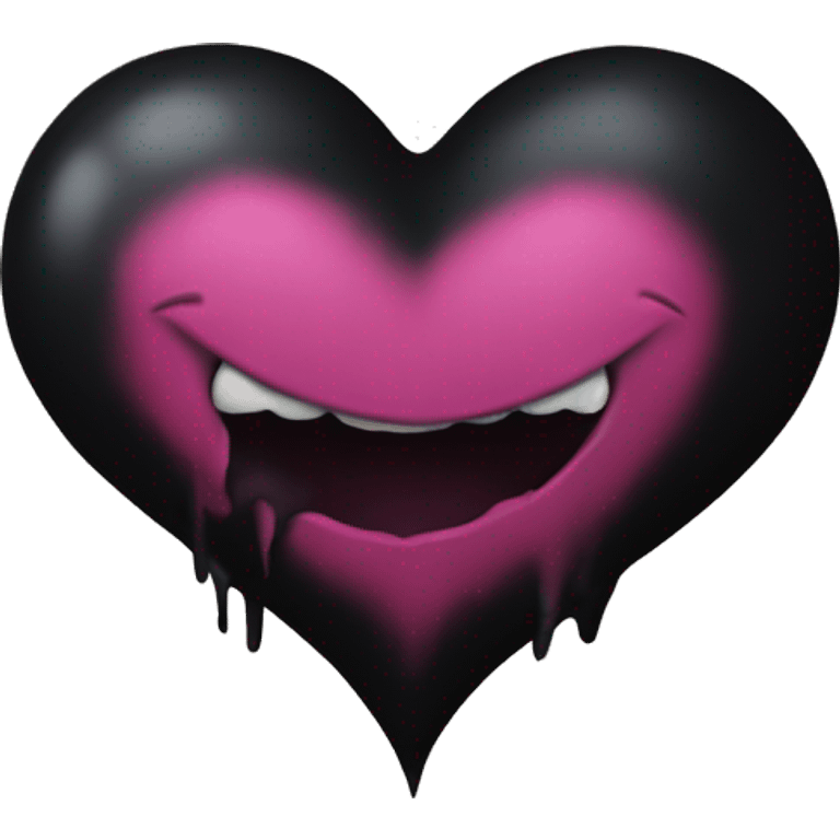 Goth heart with dark pink on the inside and black on the outside emoji