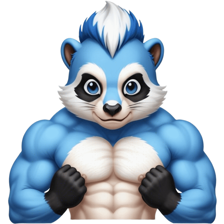 Blue coloured skunk body builder adult emoji